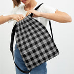 Light Grey And Black Buffalo Check Print Drawstring Backpack