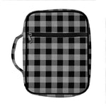 Light Grey And Black Buffalo Check Print Front Pocket Bible Bag