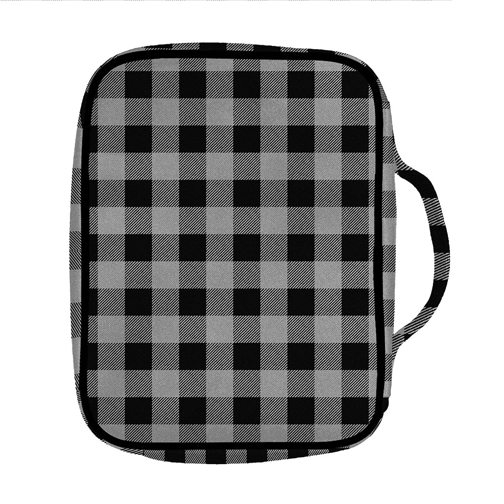 Light Grey And Black Buffalo Check Print Front Pocket Bible Bag