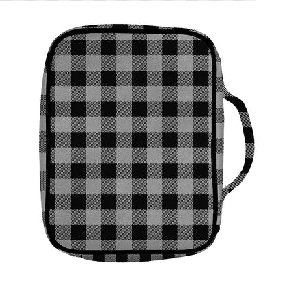 Light Grey And Black Buffalo Check Print Front Pocket Bible Bag