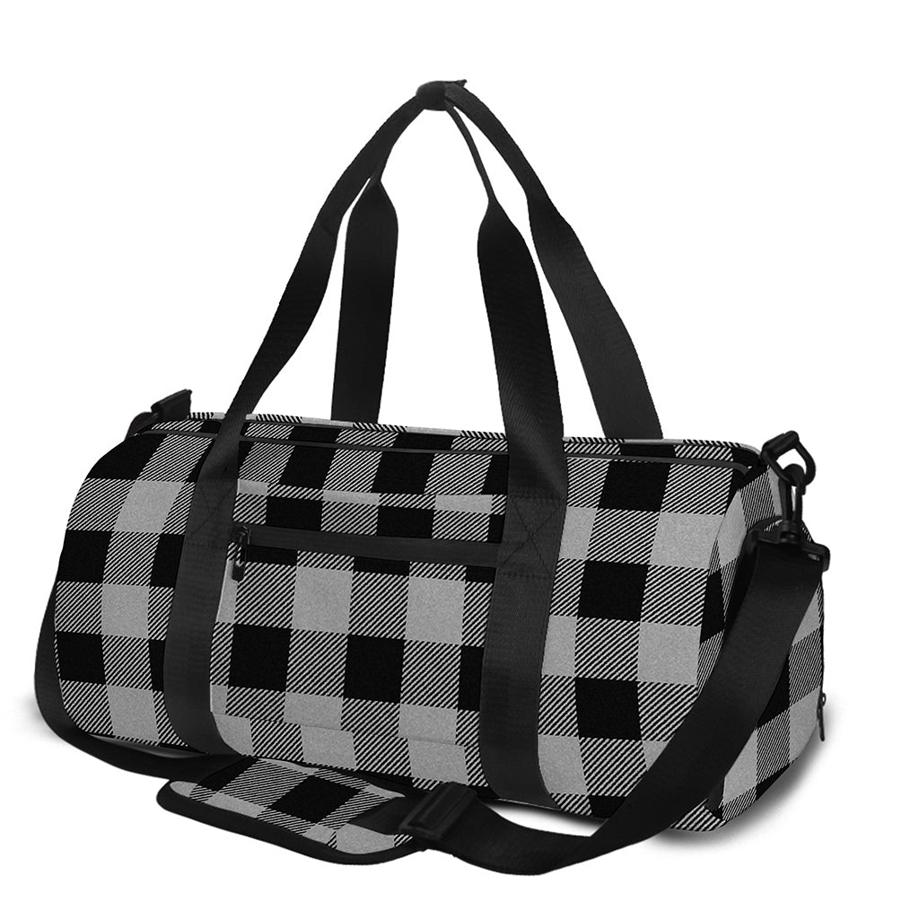 Light Grey And Black Buffalo Check Print Gym Bag
