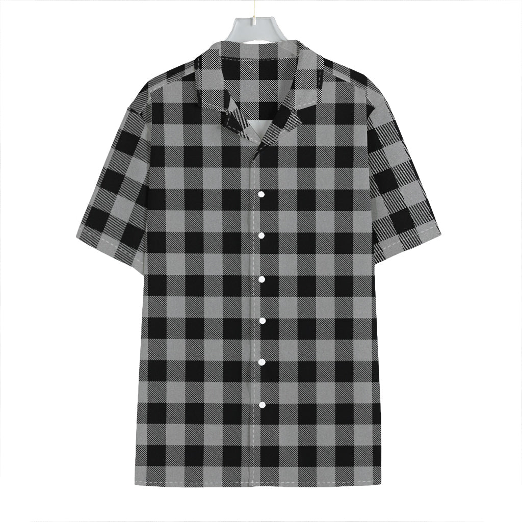 Light Grey And Black Buffalo Check Print Hawaiian Shirt