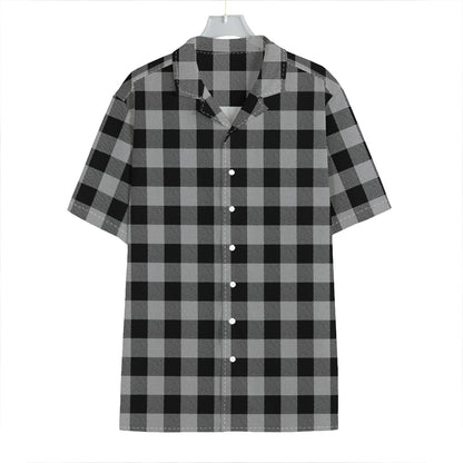 Light Grey And Black Buffalo Check Print Hawaiian Shirt