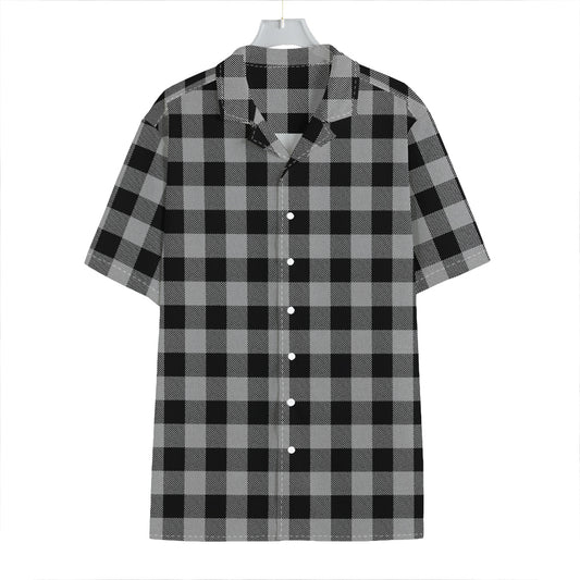 Light Grey And Black Buffalo Check Print Hawaiian Shirt