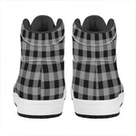 Light Grey And Black Buffalo Check Print High Top Leather Sneakers