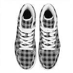 Light Grey And Black Buffalo Check Print High Top Leather Sneakers