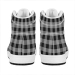 Light Grey And Black Buffalo Check Print High Top Leather Sneakers