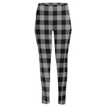 Light Grey And Black Buffalo Check Print High-Waisted Pocket Leggings