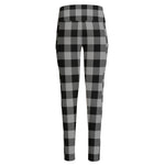 Light Grey And Black Buffalo Check Print High-Waisted Pocket Leggings