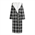 Light Grey And Black Buffalo Check Print Hooded Bathrobe