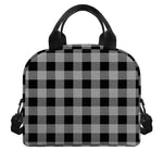 Light Grey And Black Buffalo Check Print Insulated Lunch Bag