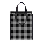 Light Grey And Black Buffalo Check Print Insulated Lunch Tote
