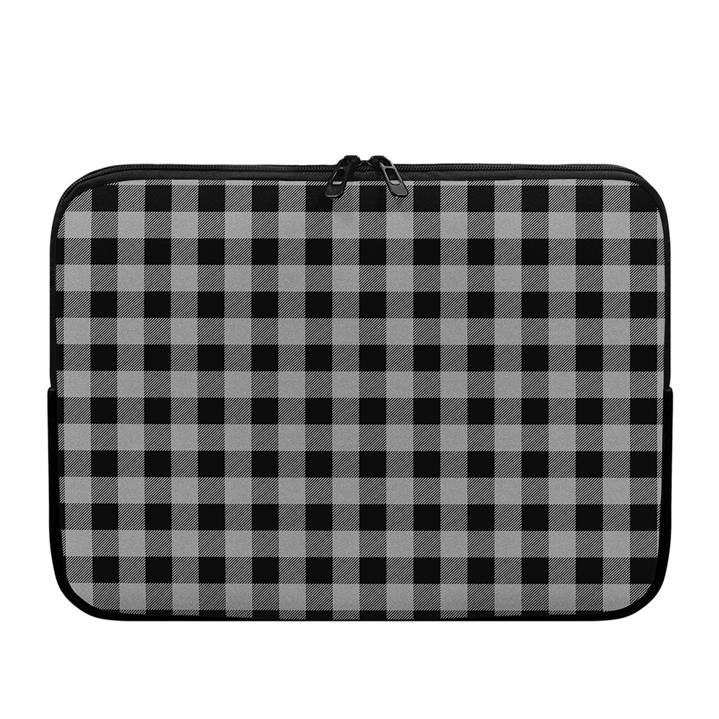 Light Grey And Black Buffalo Check Print Laptop Sleeve