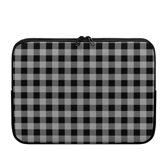 Light Grey And Black Buffalo Check Print Laptop Sleeve