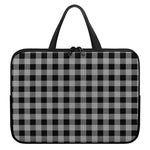 Light Grey And Black Buffalo Check Print Laptop Sleeve With Handle