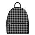 Light Grey And Black Buffalo Check Print Leather Backpack
