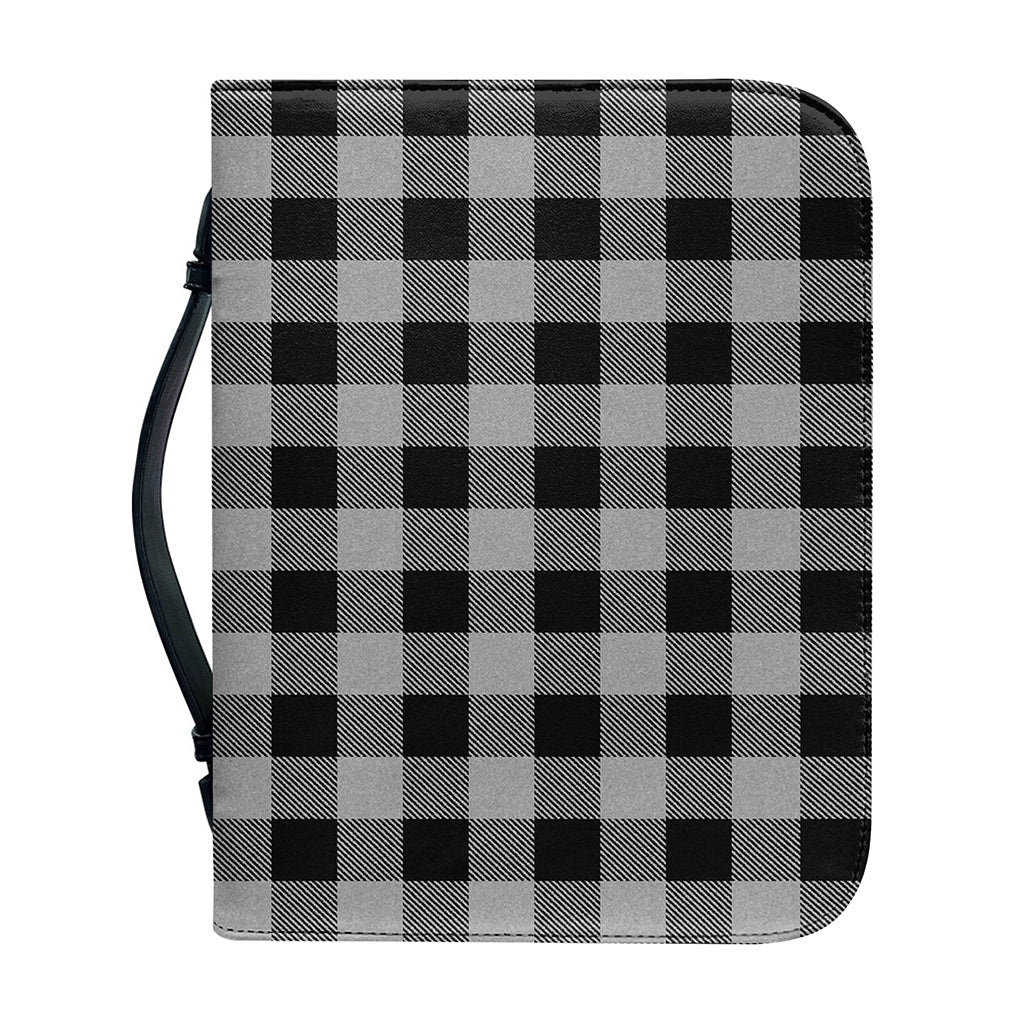 Light Grey And Black Buffalo Check Print Leather Bible Cover