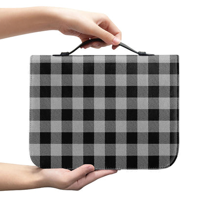 Light Grey And Black Buffalo Check Print Leather Bible Cover