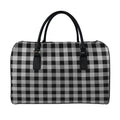 Light Grey And Black Buffalo Check Print Leather Duffel Bag