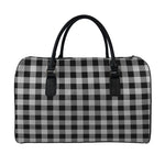 Light Grey And Black Buffalo Check Print Leather Duffle Bag