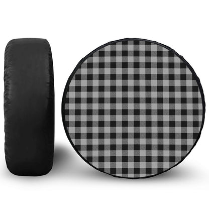 Light Grey And Black Buffalo Check Print Leather Spare Tire Cover