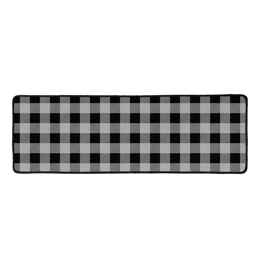 Light Grey And Black Buffalo Check Print Long Kitchen Mat