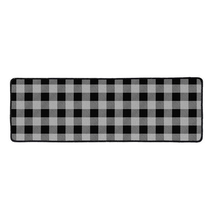 Light Grey And Black Buffalo Check Print Long Kitchen Mat