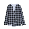Light Grey And Black Buffalo Check Print Long Sleeve Short Coat