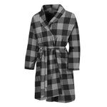 Light Grey And Black Buffalo Check Print Men's Bathrobe