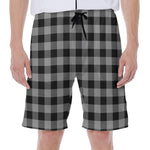 Light Grey And Black Buffalo Check Print Men's Beach Shorts