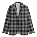Light Grey And Black Buffalo Check Print Men's Blazer
