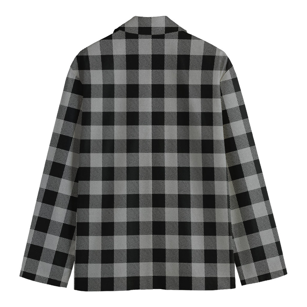 Light Grey And Black Buffalo Check Print Men's Blazer