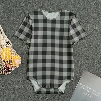 Light Grey And Black Buffalo Check Print Men's Bodysuit
