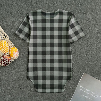 Light Grey And Black Buffalo Check Print Men's Bodysuit