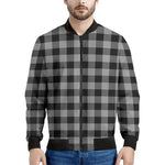 Light Grey And Black Buffalo Check Print Men's Bomber Jacket