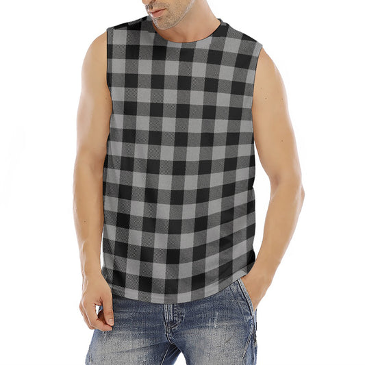 Light Grey And Black Buffalo Check Print Men's Fitness Tank Top