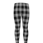 Light Grey And Black Buffalo Check Print Men's leggings