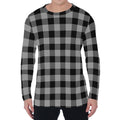 Light Grey And Black Buffalo Check Print Men's Long Sleeve T-Shirt