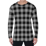 Light Grey And Black Buffalo Check Print Men's Long Sleeve T-Shirt