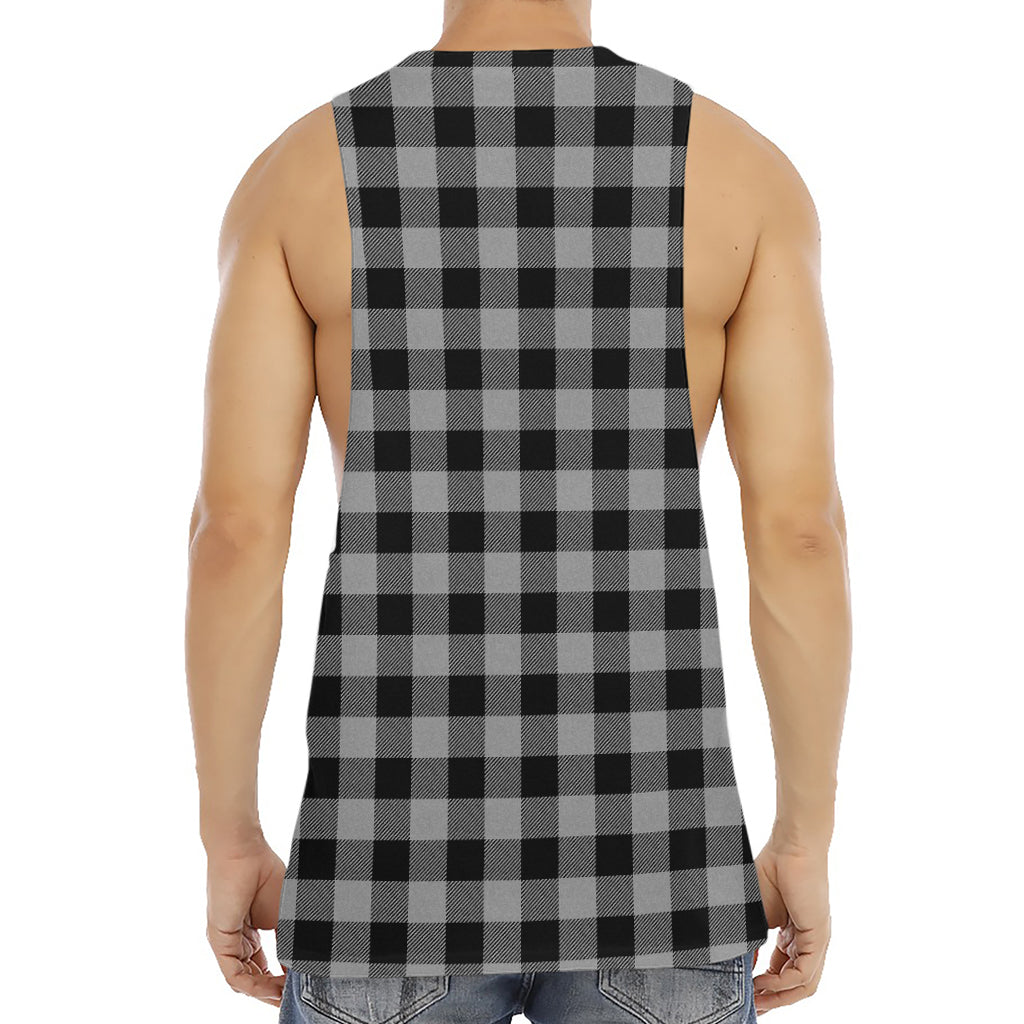 Light Grey And Black Buffalo Check Print Men's Muscle Tank Top