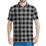 Light Grey And Black Buffalo Check Print Men's Polo Shirt