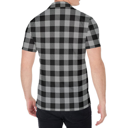 Light Grey And Black Buffalo Check Print Men's Shirt