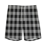 Light Grey And Black Buffalo Check Print Men's Sports Shorts