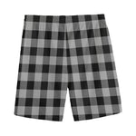 Light Grey And Black Buffalo Check Print Men's Sports Shorts