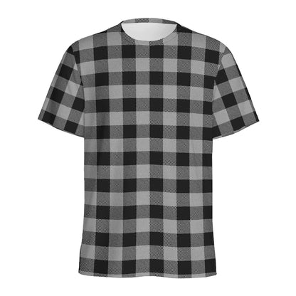 Light Grey And Black Buffalo Check Print Men's Sports T-Shirt