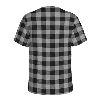 Light Grey And Black Buffalo Check Print Men's Sports T-Shirt