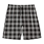 Light Grey And Black Buffalo Check Print Men's Swim Trunks
