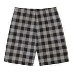 Light Grey And Black Buffalo Check Print Men's Swim Trunks