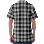 Light Grey And Black Buffalo Check Print Men's Velvet T-Shirt