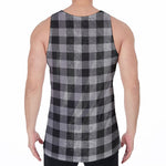 Light Grey And Black Buffalo Check Print Men's Velvet Tank Top